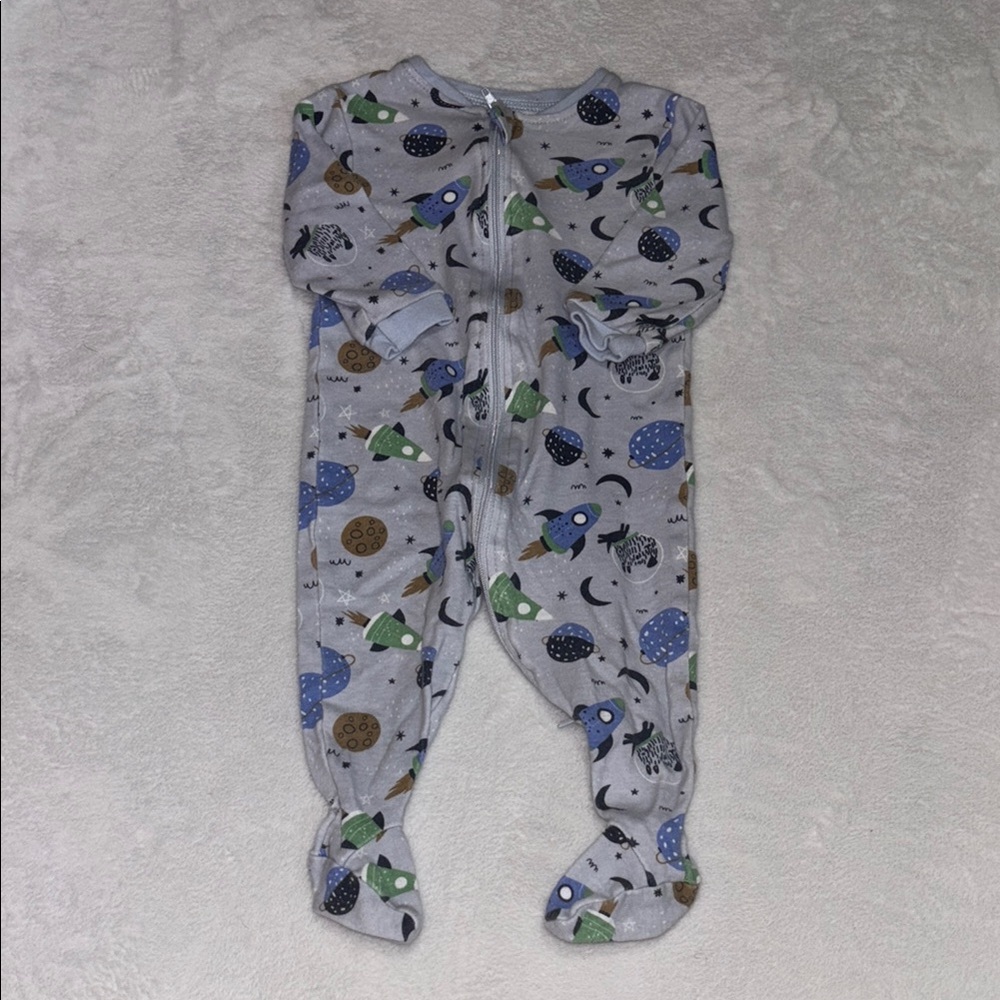 MID Cozy Gray Space zipper One Piece footie/ sleeper baby boy clothing 3 months